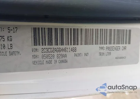 2017 Dodge Challenger Sxt z USA, uszkodzony, nr VIN 2C3CDZAG6HH611468